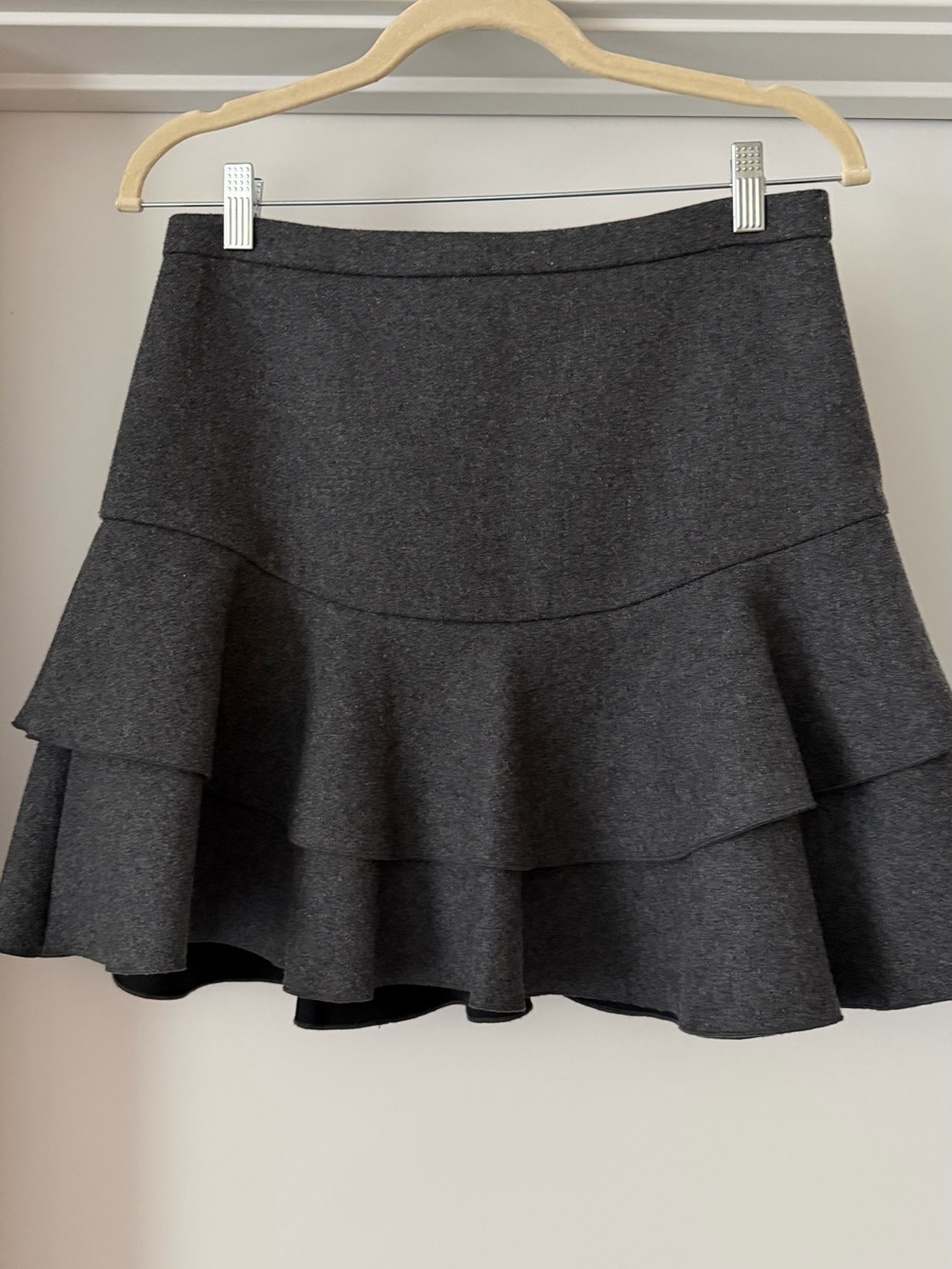 J Crew Tiered Ruffle A-Line Skirt - Charcoal